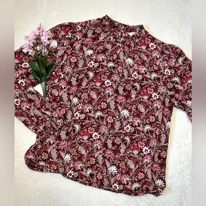 LOFT Smocked Paisley & Floral Blouse - Large